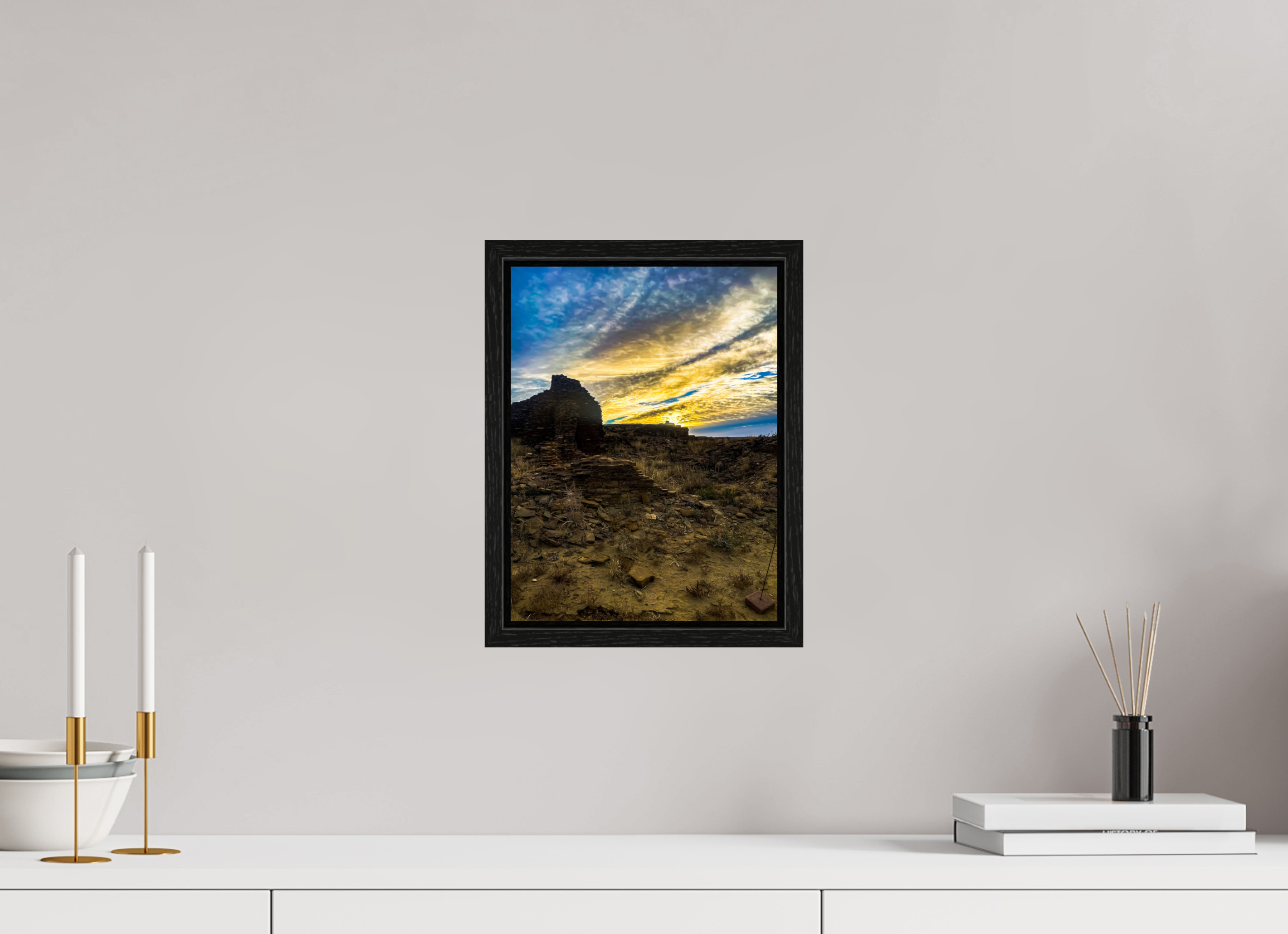 9 x 12″, Floater Frame Chaco Canyon Sunrise