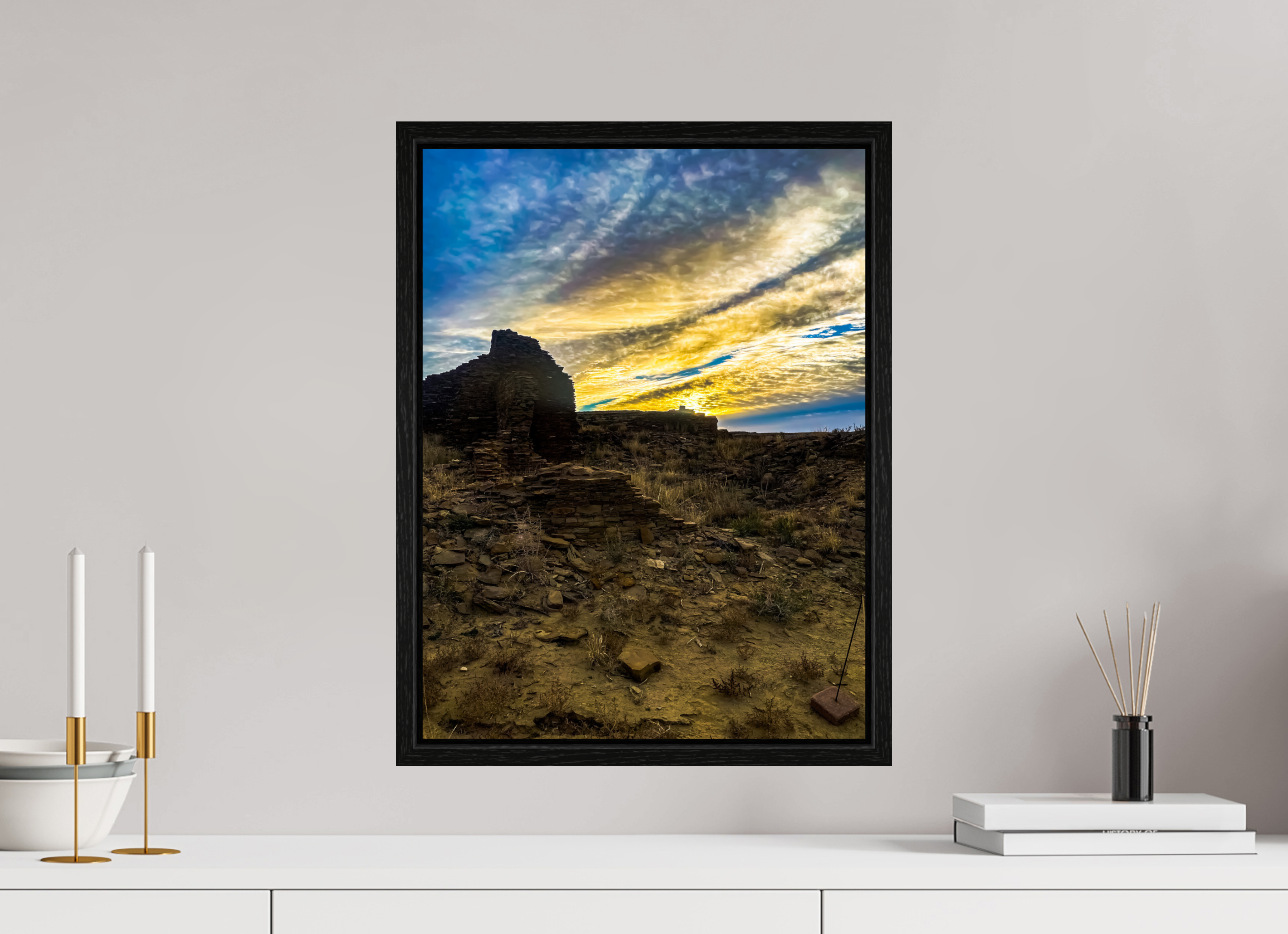 15 x 20″, Floater Frame Chaco Canyon Sunrise