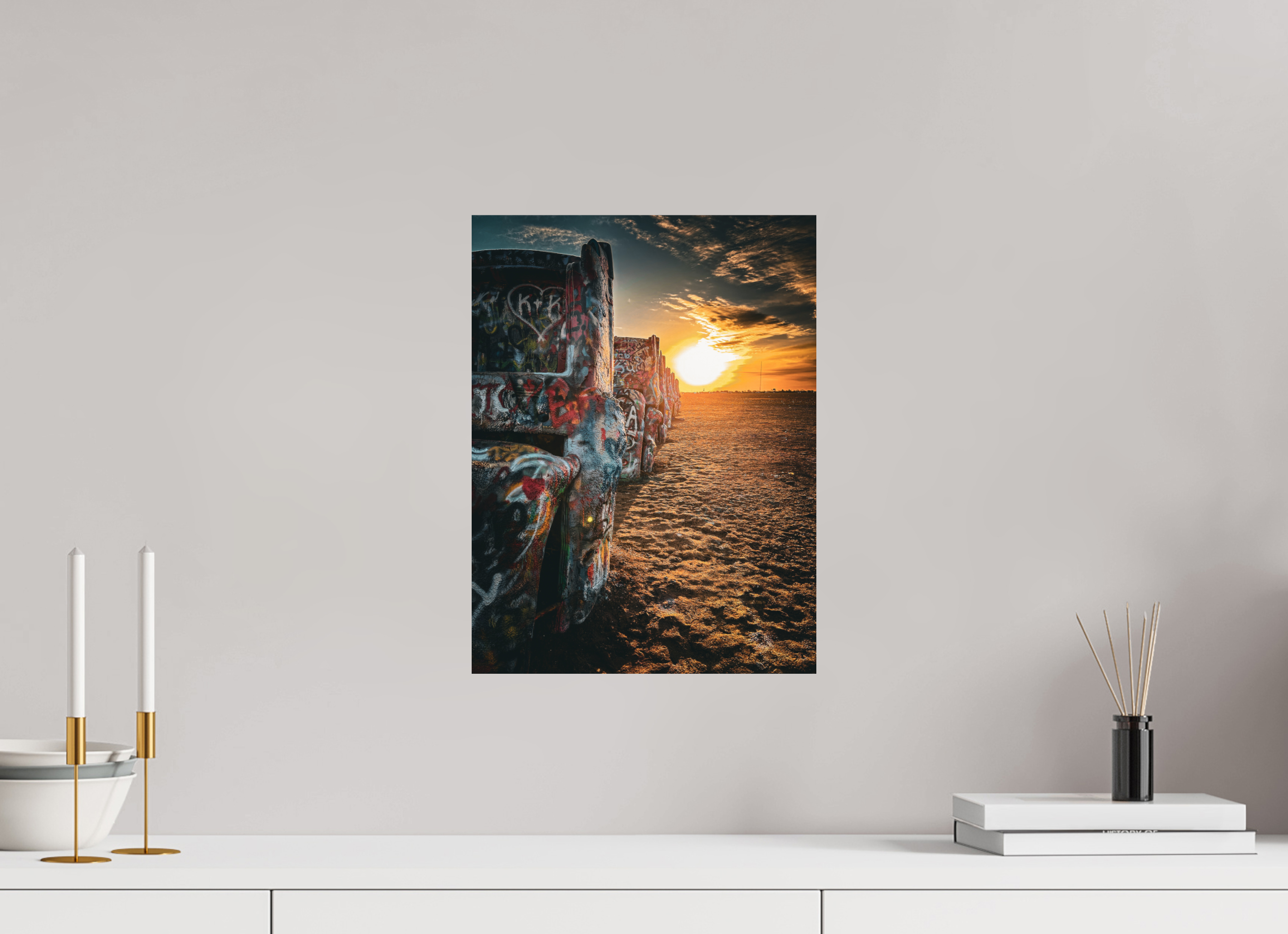 12 x 16″, Photo Print On Fuji Crystal DP II Cadillac Ranch Sunrise