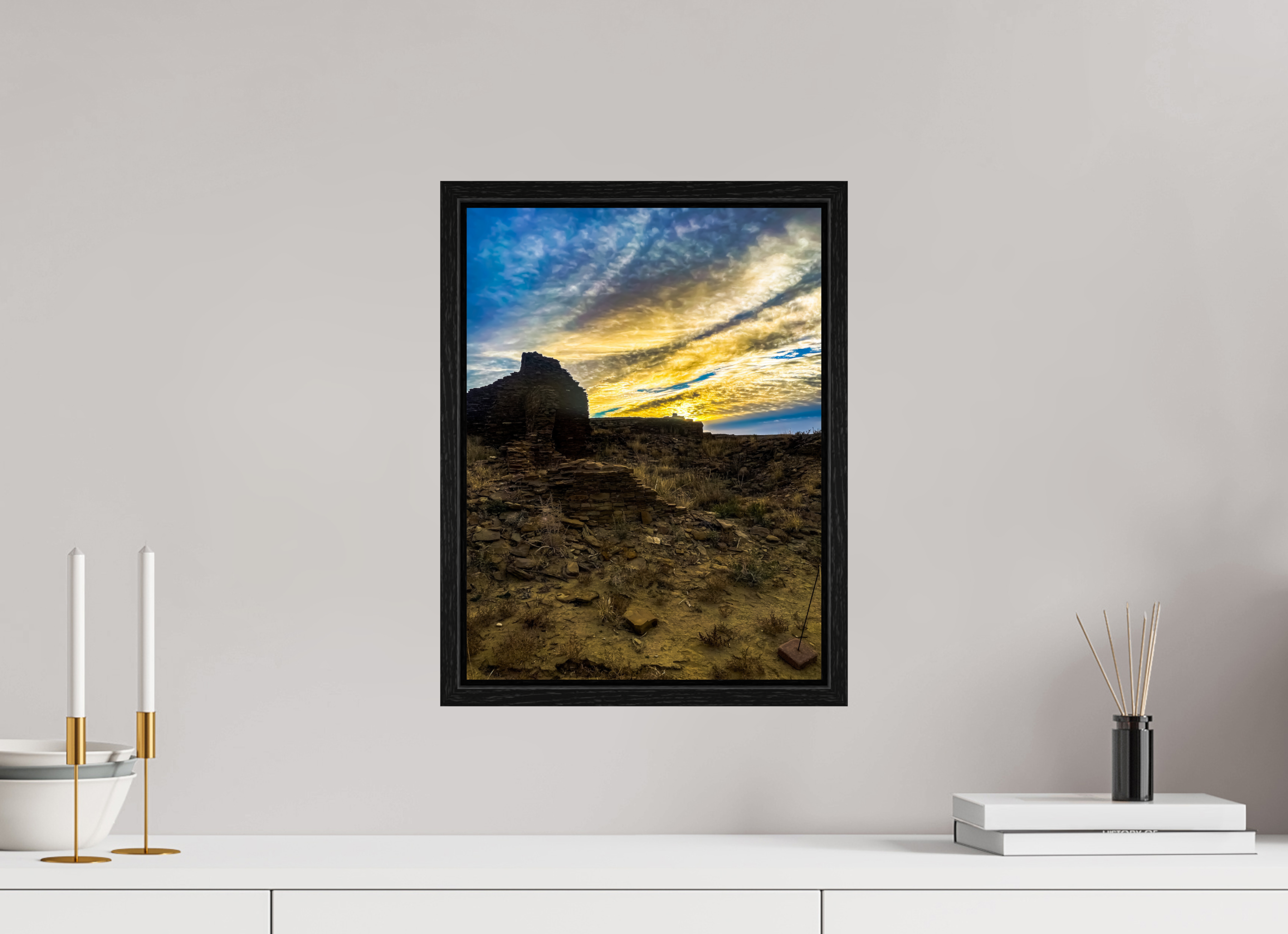 12 x 16″, Floater Frame Chaco Canyon Sunrise